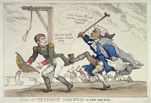 The Affectionate Farewell or, Kick for Kick by Thomas Rowlandson